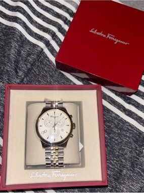 Salvatore Ferragamo Two-Tone Gold and Silver Men’s Chronograph Watch